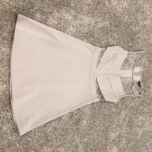 Backless, lace, mini dress.